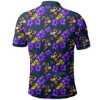 Melbourne Storm Polo Shirt Tropical Hibiscus Floral Seamless Rugby Mascot