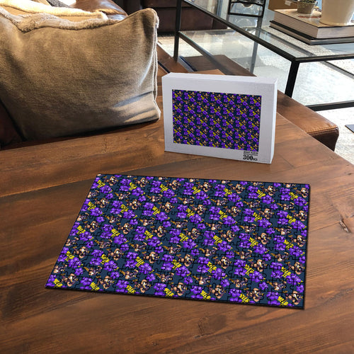 Melbourne Storm Puzzle Tropical Hibiscus Floral Seamless Rugby Mascot