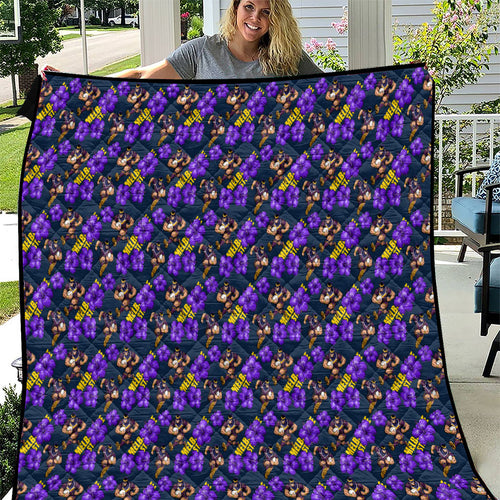 Melbourne Storm Quilt Tropical Hibiscus Floral Seamless Rugby Mascot