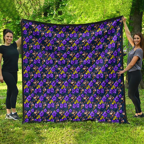 Melbourne Storm Quilt Tropical Hibiscus Floral Seamless Rugby Mascot