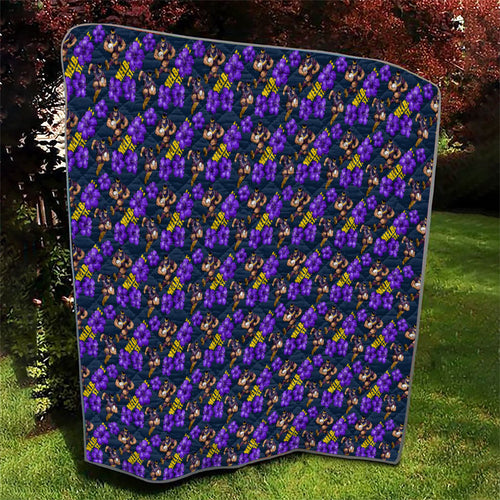 Melbourne Storm Quilt Tropical Hibiscus Floral Seamless Rugby Mascot