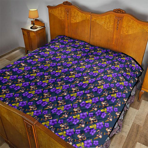 Melbourne Storm Quilt Tropical Hibiscus Floral Seamless Rugby Mascot