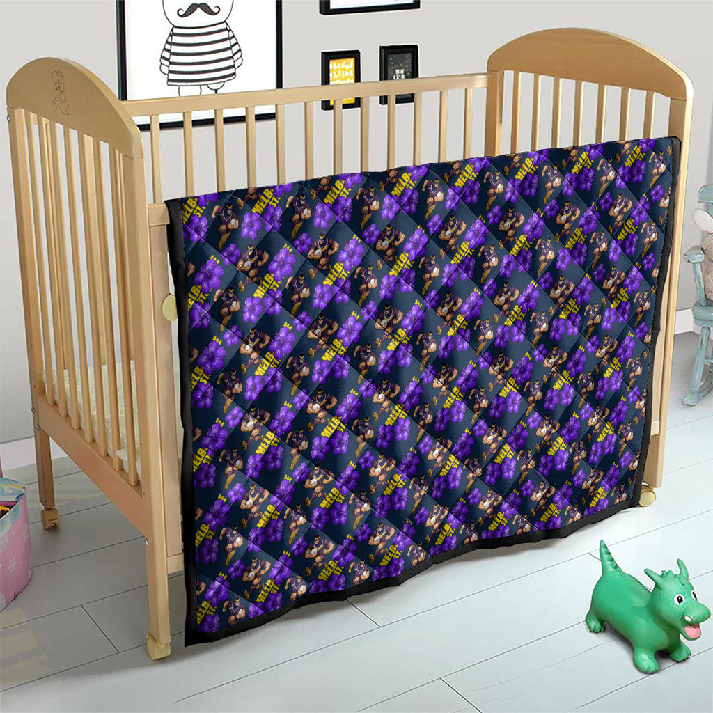 Melbourne Storm Quilt Tropical Hibiscus Floral Seamless Rugby Mascot