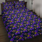 Melbourne Storm Quilt Bed Set Tropical Hibiscus Floral Seamless Rugby Mascot