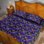 Melbourne Storm Quilt Bed Set Tropical Hibiscus Floral Seamless Rugby Mascot