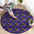 Melbourne Storm Round Carpet Tropical Hibiscus Floral Seamless Rugby Mascot