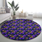 Melbourne Storm Round Carpet Tropical Hibiscus Floral Seamless Rugby Mascot
