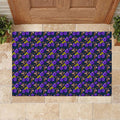 Melbourne Storm Rubber Doormat Tropical Hibiscus Floral Seamless Rugby Mascot