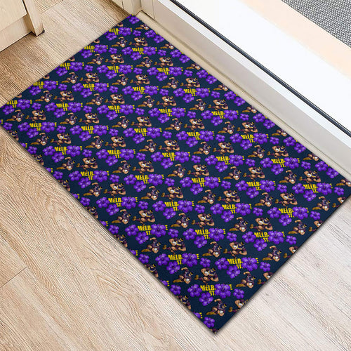 Melbourne Storm Rubber Doormat Tropical Hibiscus Floral Seamless Rugby Mascot