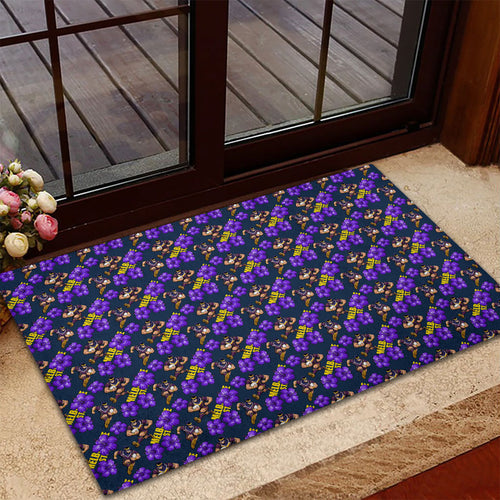 Melbourne Storm Rubber Doormat Tropical Hibiscus Floral Seamless Rugby Mascot