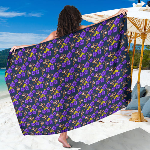 Melbourne Storm Sarong Tropical Hibiscus Floral Seamless Rugby Mascot