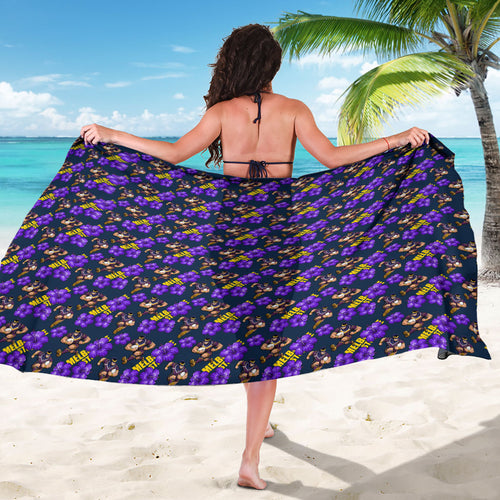 Melbourne Storm Sarong Tropical Hibiscus Floral Seamless Rugby Mascot
