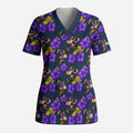Melbourne Storm Scrub Top Tropical Hibiscus Floral Seamless Rugby Mascot