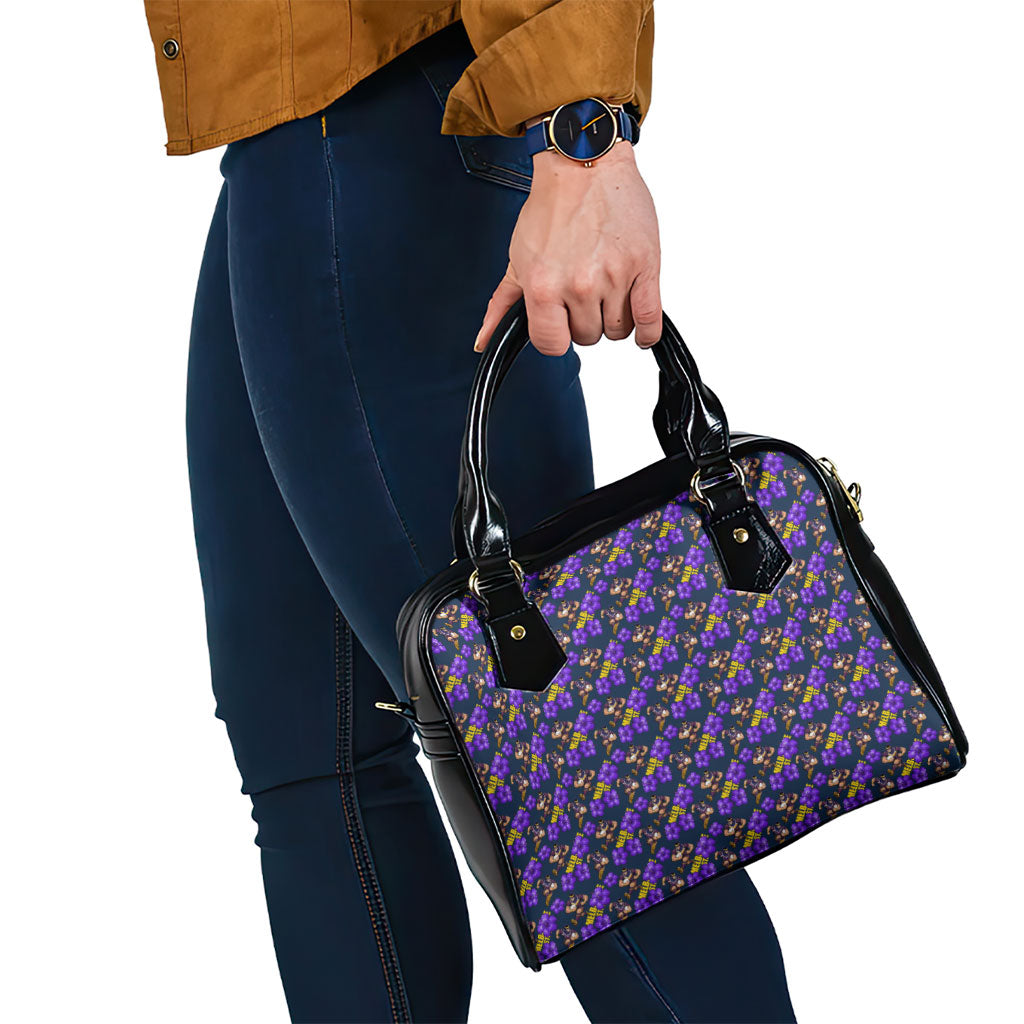 Melbourne Storm Shoulder Handbag Tropical Hibiscus Floral Seamless Rugby Mascot