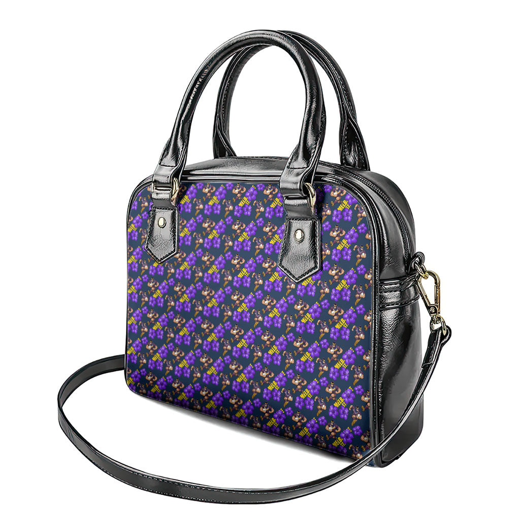 Melbourne Storm Shoulder Handbag Tropical Hibiscus Floral Seamless Rugby Mascot