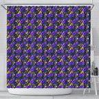 Melbourne Storm Shower Curtain Tropical Hibiscus Floral Seamless Rugby Mascot