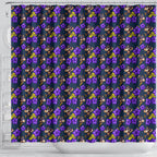 Melbourne Storm Shower Curtain Tropical Hibiscus Floral Seamless Rugby Mascot