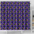 Melbourne Storm Shower Curtain Tropical Hibiscus Floral Seamless Rugby Mascot