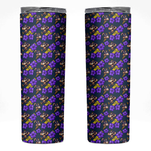 Melbourne Storm Skinny Tumbler Tropical Hibiscus Floral Seamless Rugby Mascot