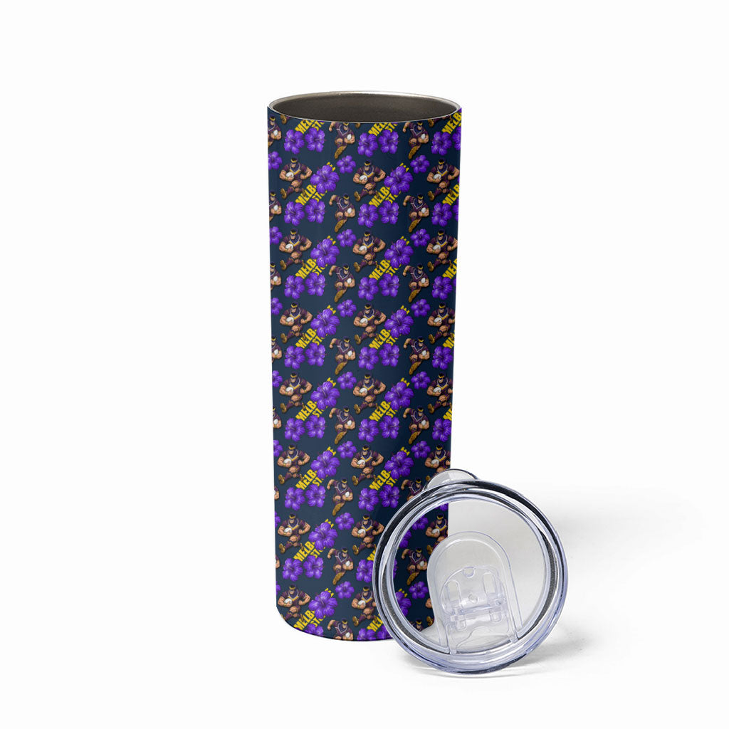 Melbourne Storm Skinny Tumbler Tropical Hibiscus Floral Seamless Rugby Mascot