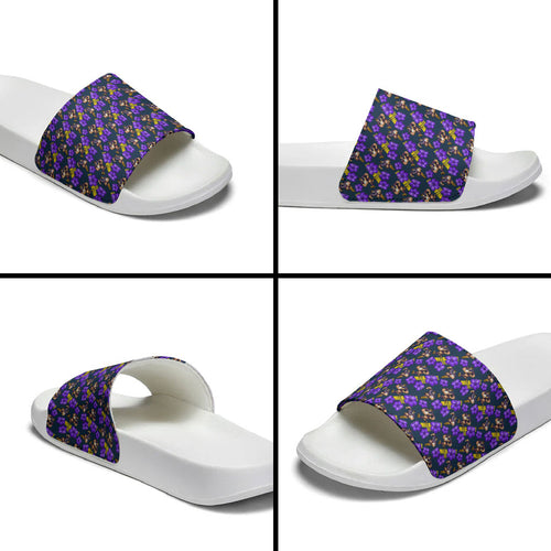 Melbourne Storm Slide Sandals Tropical Hibiscus Floral Seamless Rugby Mascot