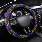 Melbourne Storm Steering Wheel Cover Tropical Hibiscus Floral Seamless Rugby Mascot