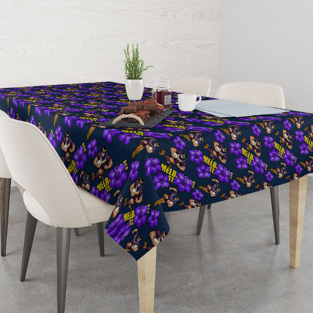 Melbourne Storm Tablecloth Tropical Hibiscus Floral Seamless Rugby Mascot