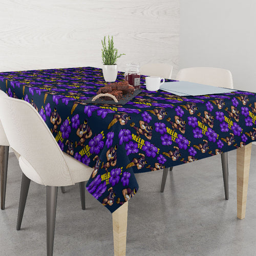 Melbourne Storm Tablecloth Tropical Hibiscus Floral Seamless Rugby Mascot