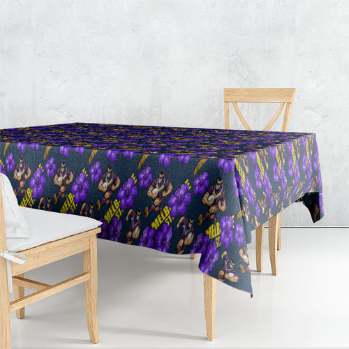 Melbourne Storm Tablecloth Tropical Hibiscus Floral Seamless Rugby Mascot
