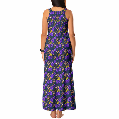 Melbourne Storm Tank Maxi Dress Tropical Hibiscus Floral Seamless Rugby Mascot
