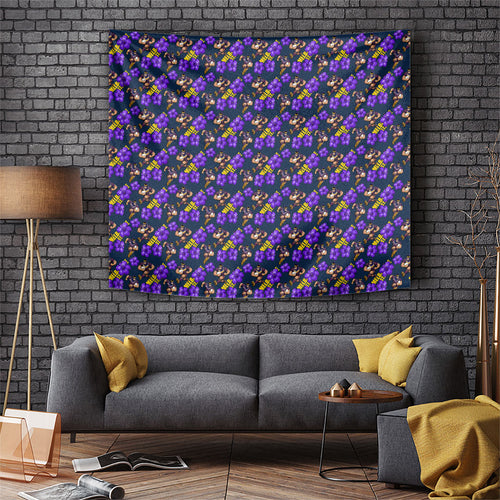Melbourne Storm Tapestry Tropical Hibiscus Floral Seamless Rugby Mascot