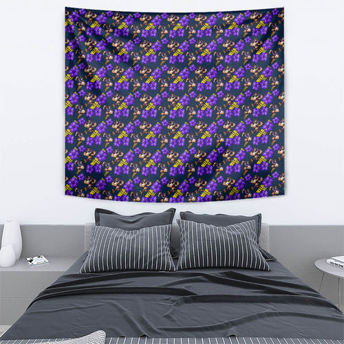 Melbourne Storm Tapestry Tropical Hibiscus Floral Seamless Rugby Mascot
