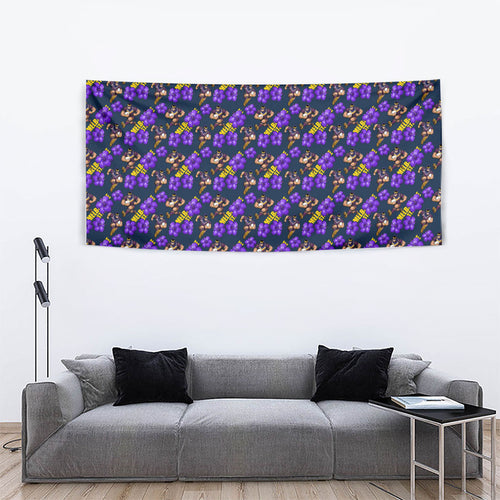 Melbourne Storm Tapestry Tropical Hibiscus Floral Seamless Rugby Mascot