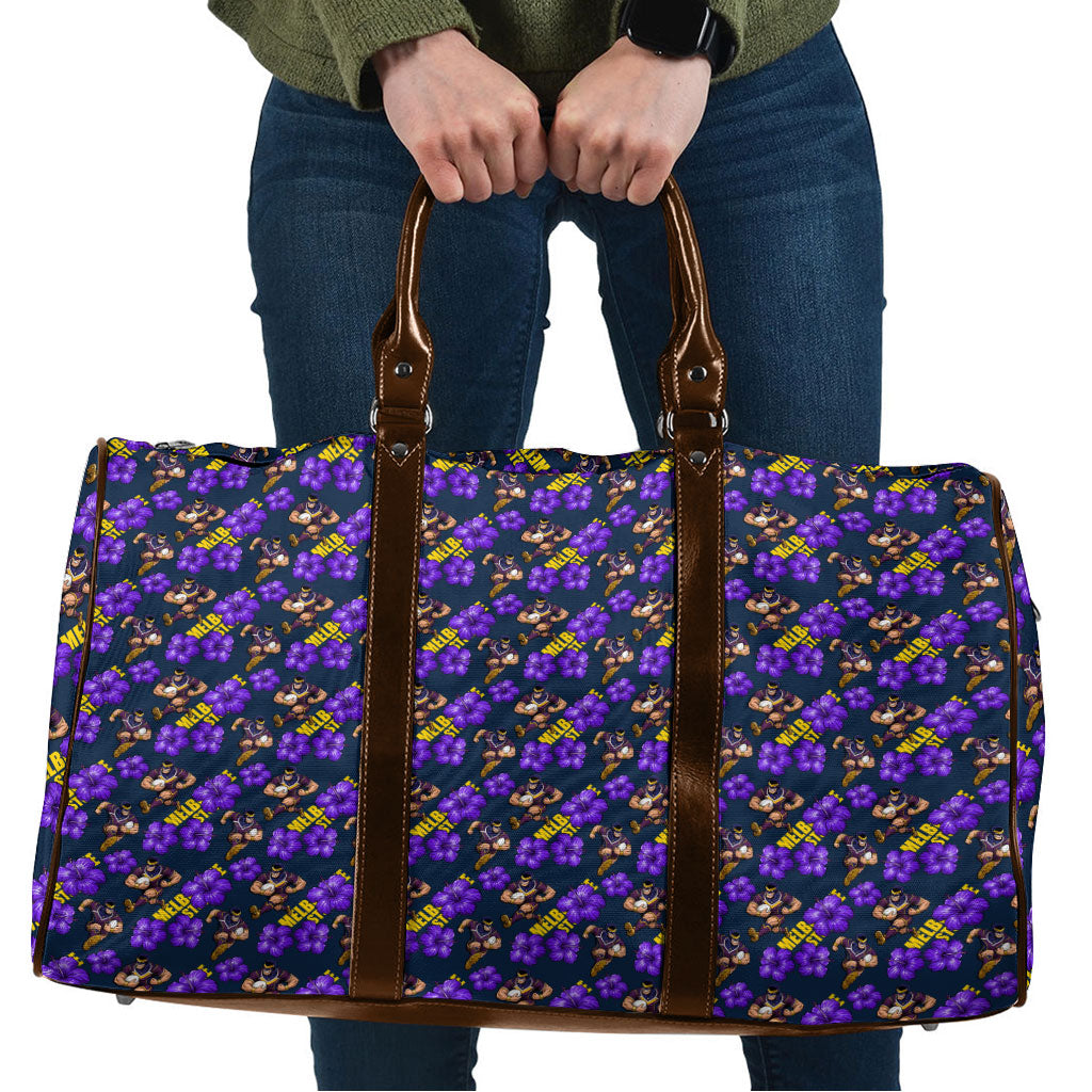 Melbourne Storm Travel Bag Tropical Hibiscus Floral Seamless Rugby Mascot