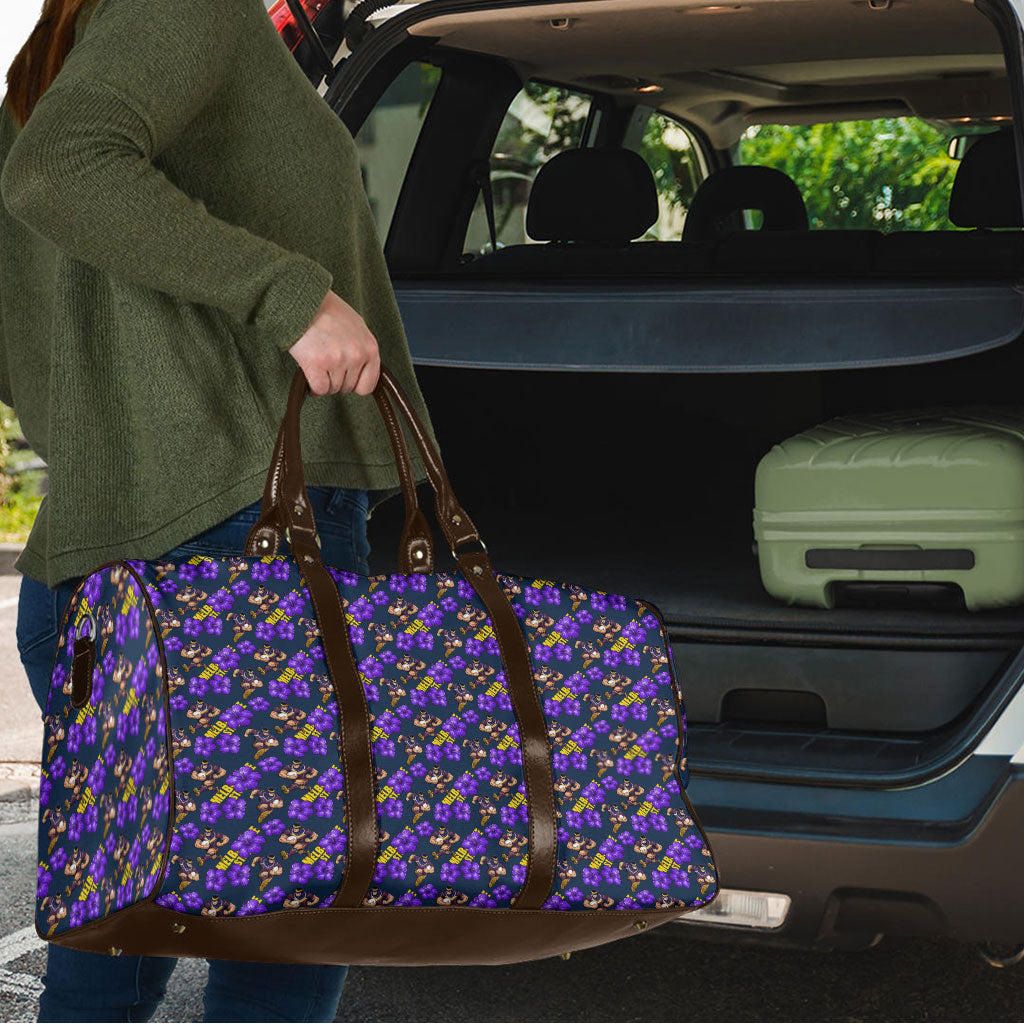 Melbourne Storm Travel Bag Tropical Hibiscus Floral Seamless Rugby Mascot