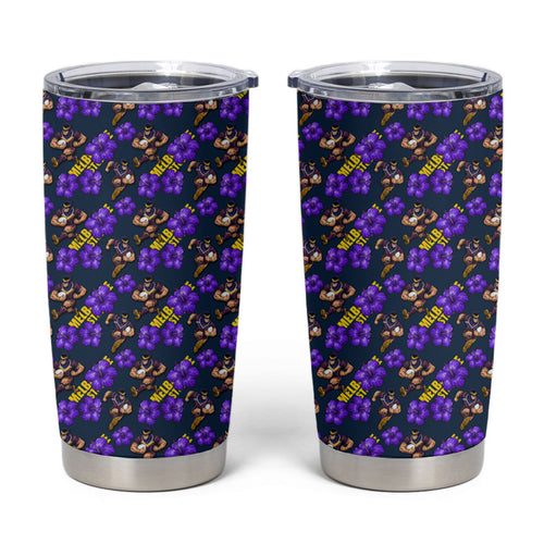Melbourne Storm Tumbler Cup Tropical Hibiscus Floral Seamless Rugby Mascot