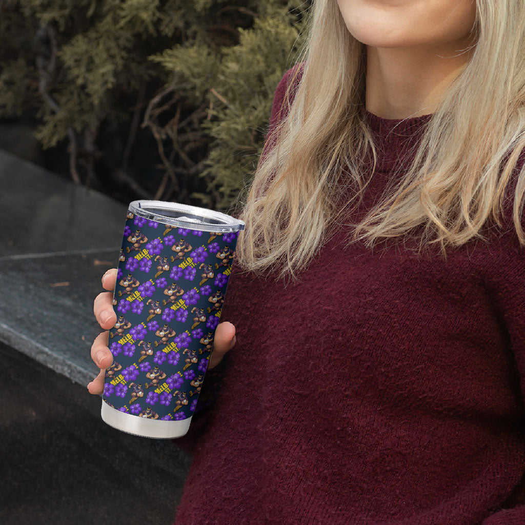 Melbourne Storm Tumbler Cup Tropical Hibiscus Floral Seamless Rugby Mascot