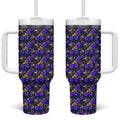 Melbourne Storm Tumbler With Handle Tropical Hibiscus Floral Seamless Rugby Mascot