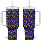Melbourne Storm Tumbler With Handle Tropical Hibiscus Floral Seamless Rugby Mascot