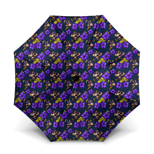 Melbourne Storm Umbrella Tropical Hibiscus Floral Seamless Rugby Mascot