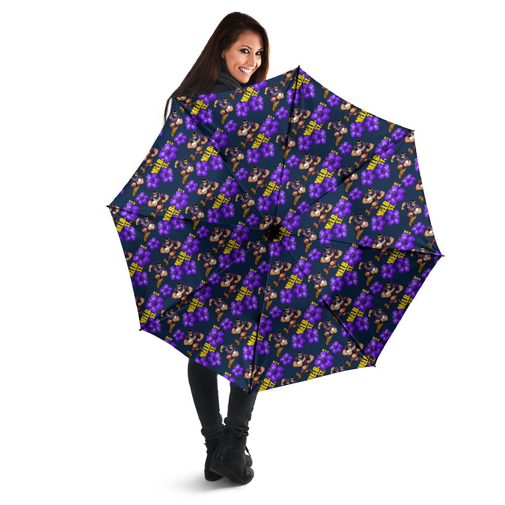 Melbourne Storm Umbrella Tropical Hibiscus Floral Seamless Rugby Mascot