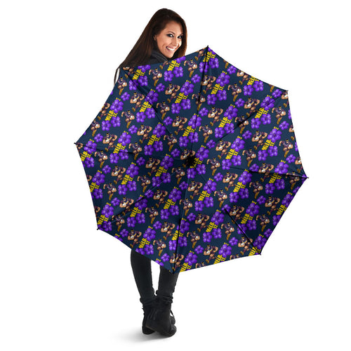 Melbourne Storm Umbrella Tropical Hibiscus Floral Seamless Rugby Mascot