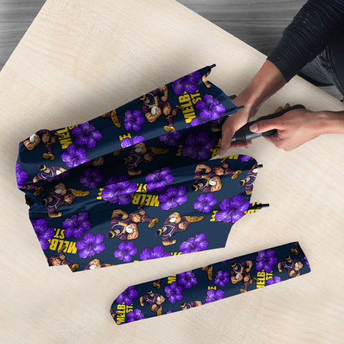 Melbourne Storm Umbrella Tropical Hibiscus Floral Seamless Rugby Mascot