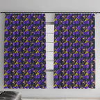 Melbourne Storm Window Curtain Tropical Hibiscus Floral Seamless Rugby Mascot
