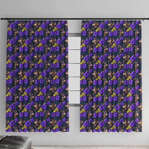 Melbourne Storm Window Curtain Tropical Hibiscus Floral Seamless Rugby Mascot
