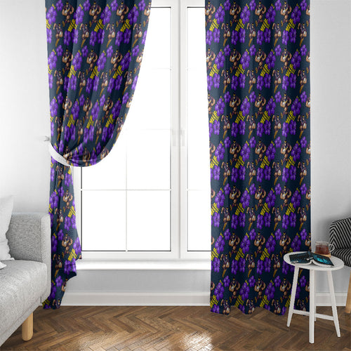 Melbourne Storm Window Curtain Tropical Hibiscus Floral Seamless Rugby Mascot