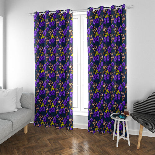 Melbourne Storm Window Curtain Tropical Hibiscus Floral Seamless Rugby Mascot