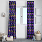 Melbourne Storm Window Curtain Tropical Hibiscus Floral Seamless Rugby Mascot