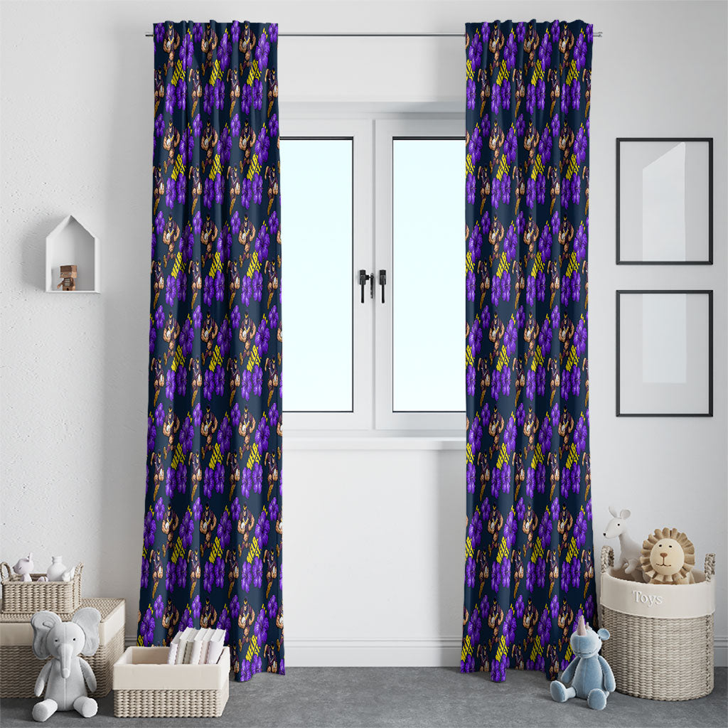 Melbourne Storm Window Curtain Tropical Hibiscus Floral Seamless Rugby Mascot