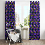 Melbourne Storm Window Curtain Tropical Hibiscus Floral Seamless Rugby Mascot